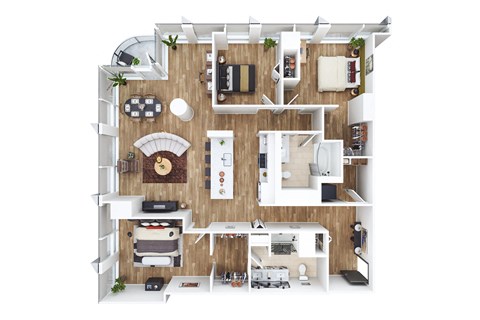Floor plan for 3 beds, 2 baths, 1538 sqft